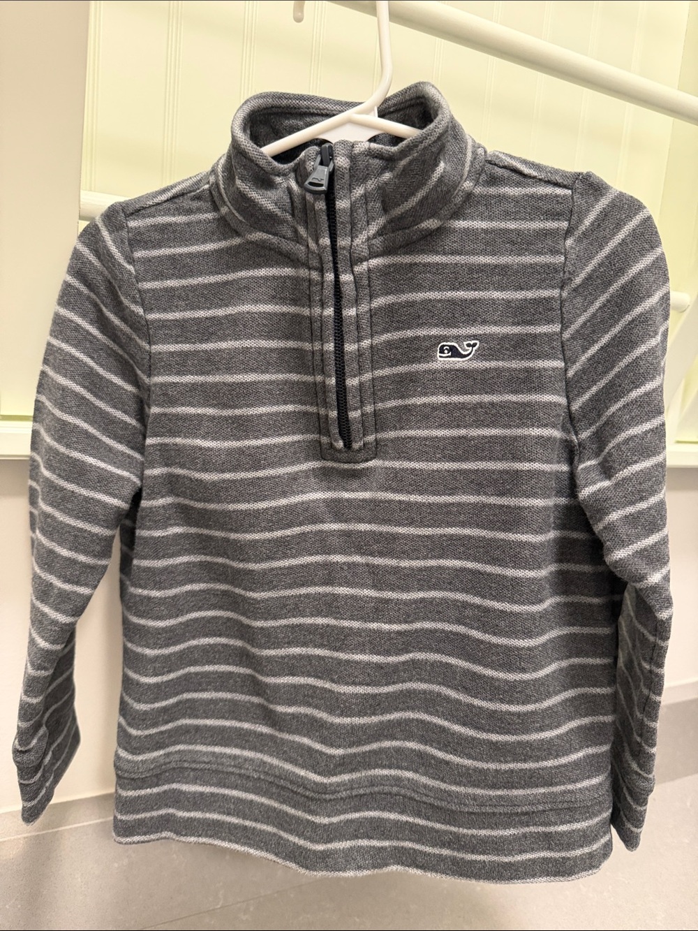 Vineyard Vines Gray Striped Half-Zip Pullover